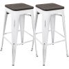 Oregon Industrial Stackable Barstool in Vintage White and Espresso by LumiSource - Set of 2