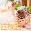 4Pcs Moscow Mule Mugs 18OZ Copper Plating Cocktail Cup Set With Straws Stainless Steel Lining Hammered Cups For Wine Beer Cocktail Cold Drinks