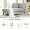 [New+Video]65" Mid-Century Modern Linen Fabric Corner Lounge Chair, Upholstered Indoor Chaise Lounge,Sleeper Sofa,Solid Wood Sofa Bed for Bedroom