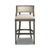 Paris 30.5' Farmhouse Bar Stool with Backrest, Light Beige Linen