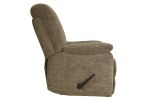 Modern Luxurious Reclining Chair Plush Arms Brown Chenille Fabric Upholstered Solid Wood Frame Living Room Furniture 1pc