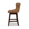 Holmes Tufted High-Back 360 Swivel Counter-Height Barstool, Tan Brown Faux Leather