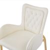 28.75inch Counter Height Bar Stools Set of 2, Bar Height Arm Chairs, Velvet Fabric Stools with Golden Legs and Footrests, White