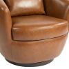 Upholstered Swivel Barrel Armchair with Storage Modern Living Room Side Chair for Bedroom/Office/Reading Spaces - PU Light Brown
