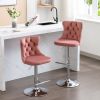 Swivel Velvet Barstools Adjusatble Seat Height from 25-33 Inch