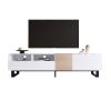 Modern TV Stand for 80'' TV with Double Storage Space, Media Console Table, Entertainment Center with Drop Down Door for Living Room, Bedroom