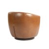 Upholstered Swivel Barrel Armchair with Storage Modern Living Room Side Chair for Bedroom/Office/Reading Spaces - PU Light Brown