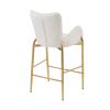 28.75inch Counter Height Bar Stools Set of 2, Bar Height Arm Chairs, Velvet Fabric Stools with Golden Legs and Footrests, White