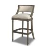 Paris 30.5' Farmhouse Bar Stool with Backrest, Light Beige Linen