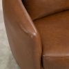 Upholstered Swivel Barrel Armchair with Storage Modern Living Room Side Chair for Bedroom/Office/Reading Spaces - PU Light Brown