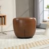 Upholstered Swivel Barrel Armchair with Storage Modern Living Room Side Chair for Bedroom/Office/Reading Spaces - PU Light Brown