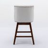 Counter Height Swivel Barstools, 26'' H Seat Height Upholstered Bar Stools Set of 2, Fabric in Ivory