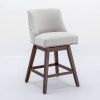 Counter Height Swivel Barstools, 26'' H Seat Height Upholstered Bar Stools Set of 2, Fabric in Ivory