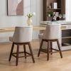 Counter Height Swivel Barstools, 26'' H Seat Height Upholstered Bar Stools Set of 2, Fabric in Ivory