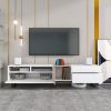 Modern TV Stand for 80'' TV with Double Storage Space, Media Console Table, Entertainment Center with Drop Down Door for Living Room, Bedroom