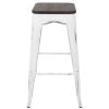 Oregon Industrial Stackable Barstool in Vintage White and Espresso by LumiSource - Set of 2