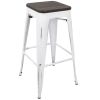 Oregon Industrial Stackable Barstool in Vintage White and Espresso by LumiSource - Set of 2