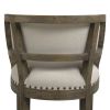 Paris 26.5' Farmhouse Counter Height Bar Stool with Backrest, Light Beige Linen
