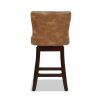 Holmes Tufted High-Back 360 Swivel Counter-Height Barstool, Tan Brown Faux Leather