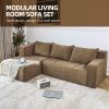 Modular Sectional Couch, Modern L-Shape Sectional Sofa with Chaise Lounge, Comfy Snow Velet Fabric Corner Sofa Couch