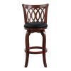 Comfortable Swivel Pub Height Chair 1pc Design Back Dark Cherry Finish Faux Leather Upholstery Solid Wood Furniture, Swivel Bar Chair, Bar Stool