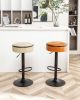 Round Storage Bar Stool Set of 2, Brown Faux Leather Height Adjustable Barstool, 360¬∞Counter Height Swivel Stool