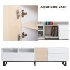Modern TV Stand for 80'' TV with Double Storage Space, Media Console Table, Entertainment Center with Drop Down Door for Living Room, Bedroom