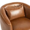 Upholstered Swivel Barrel Armchair with Storage Modern Living Room Side Chair for Bedroom/Office/Reading Spaces - PU Light Brown