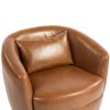 Upholstered Swivel Barrel Armchair with Storage Modern Living Room Side Chair for Bedroom/Office/Reading Spaces - PU Light Brown
