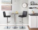 Captain Contemporary Adjustable Barstool with Swivel in Black Faux Leather by LumiSource