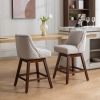 Counter Height Swivel Barstools, 26'' H Seat Height Upholstered Bar Stools Set of 2, Fabric in Ivory