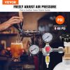 VEVOR Double Gauge Regulator, CO2 Regulator Gauge with 0-60PSI, Heavy Duty CO2 Gauge Gas System, Draft Beer Regulator with Check Valve