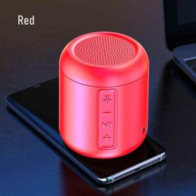 Bluetooth small speaker cylindrical computer desktop portable plug-in card mobile (Woofer Size/Full-Range Size: 1", Color: Red)