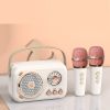 Portable KTV Speaker With Microphone Set; Retro BT Speaker With Home Karaoke Machine; Portable Handheld Karaoke Mics Speaker Machine For Kids And Adul