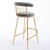 Bar Stool Set of 2, Luxury Velvet High Bar Stool with Metal Legs and Soft Back
