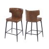28inch Counter Height Bar Stools Set of 2, Modern Bar Upholstered Chairs with PU Leather, Metal Footrest and Frame for Kitchen Island, Bar Table